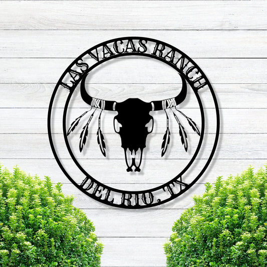 Personalized Ranch Sign, Cattle Skull Sign, Metal Sign, Metal Art, Ranch Sign, Personalized Sign, Home Decor, Metal Ranch Sign, Gift, Ranch