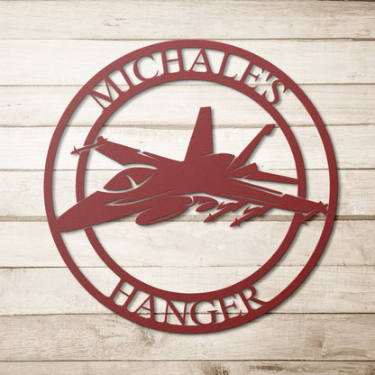 Personalized Hanger Metal Sign / Fighter Jet Hanger Sign / Metal Sign / Personalized Sign / Hanger Sign / Mancave Sign / Personalized / Gift