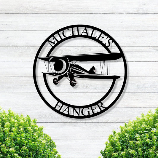 Airplane Hangar Metal Sign / Personalized Pilot Name Sign / Custom Aviation Lover / Sign / Airplane Sign / Personalized Airplane Sign / Gift