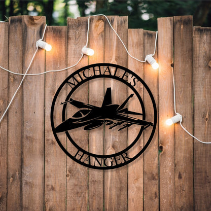 Personalized Hanger Metal Sign / Fighter Jet Hanger Sign / Metal Sign / Personalized Sign / Hanger Sign / Mancave Sign / Personalized / Gift