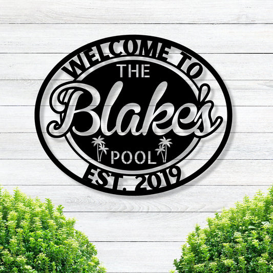 Personalized Backyard Pool Metal Sign / Outdoor Wall Decor / Metal Wall Decor / Pool Decor / Personalized Home Decor / Metal Wall Art / Gift