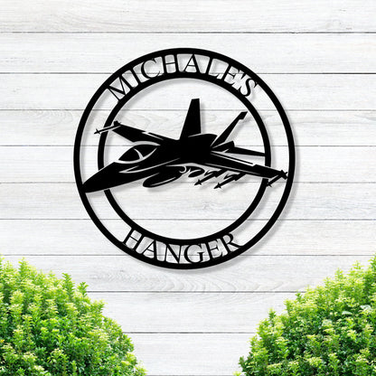 Personalized Hanger Metal Sign / Fighter Jet Hanger Sign / Metal Sign / Personalized Sign / Hanger Sign / Mancave Sign / Personalized / Gift