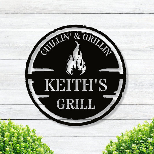 Personalized Metal Grilling Sign / Metal Grill Sign / Metal BBQ Smoker and Grill Sign / Grilling Gift for Dad, Grandpa, Papa / Father's Day