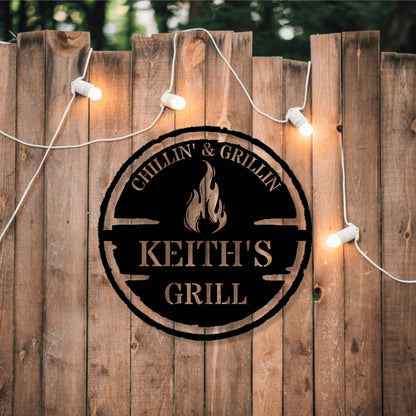 Personalized Metal Grilling Sign / Metal Grill Sign / Metal BBQ Smoker and Grill Sign / Grilling Gift for Dad, Grandpa, Papa / Father's Day