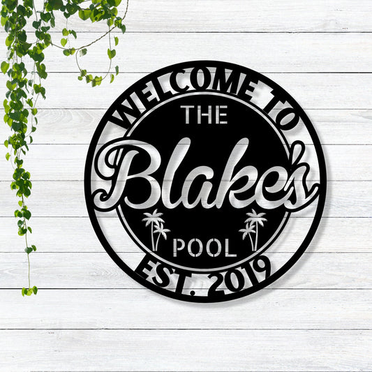 Personalized Backyard Pool Metal Sign / Outdoor Wall Decor / Metal Wall Decor / Pool Decor / Personalized Home Decor / Metal Wall Art / Gift