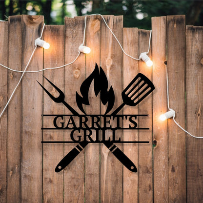 Personalized Metal Grilling Sign / Metal Grill Sign / Metal BBQ Smoker and Grill Sign / Grilling Gift for Dad, Grandpa, Papa / Father's Day