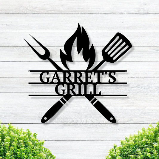 Personalized Metal Grilling Sign / Metal Grill Sign / Metal BBQ Smoker and Grill Sign / Grilling Gift for Dad, Grandpa, Papa / Father's Day