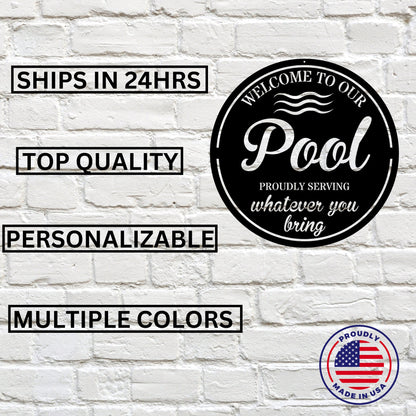 Personalized Pool Metal Sign / Pool Sign / Outdoor Wall Decor / Personalized Sign for Pool / Pool Decor / Pool Metal Sign / Metal Wall Art