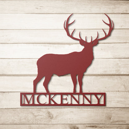 Personalized Elk Metal Cabin Sign | Outdoor Hunting | Elk Hunter Gift | Custom Family Name Sign | Last Name Elk Monogram Cabin Decor