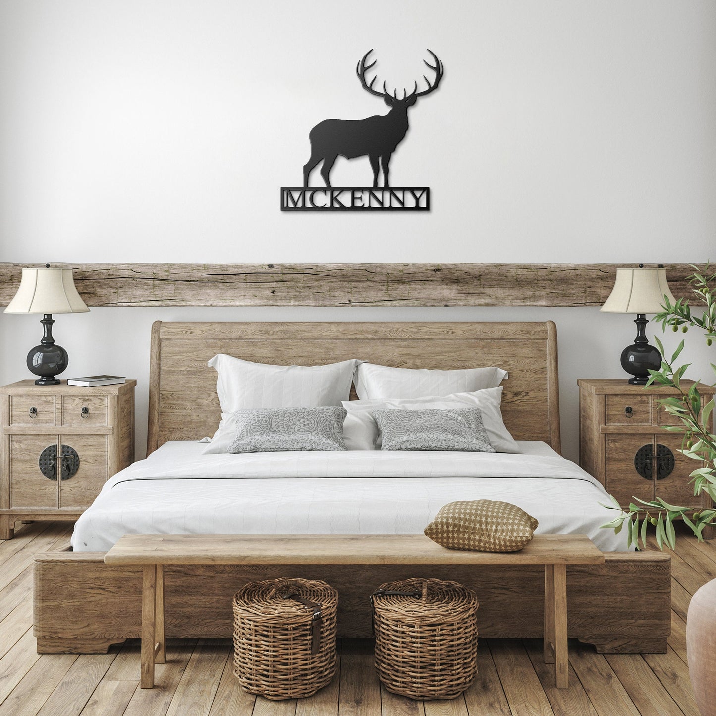 Personalized Elk Metal Cabin Sign | Outdoor Hunting | Elk Hunter Gift | Custom Family Name Sign | Last Name Elk Monogram Cabin Decor