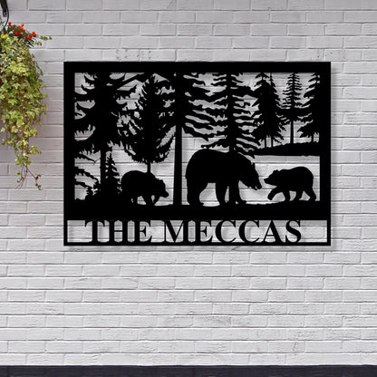 Personalized Bear Metal Cabin Sign / Cabin Sign / Hunting Sign / Bear Sign / Customized Family Name Sign / Custom Last Name Monogram / Sign