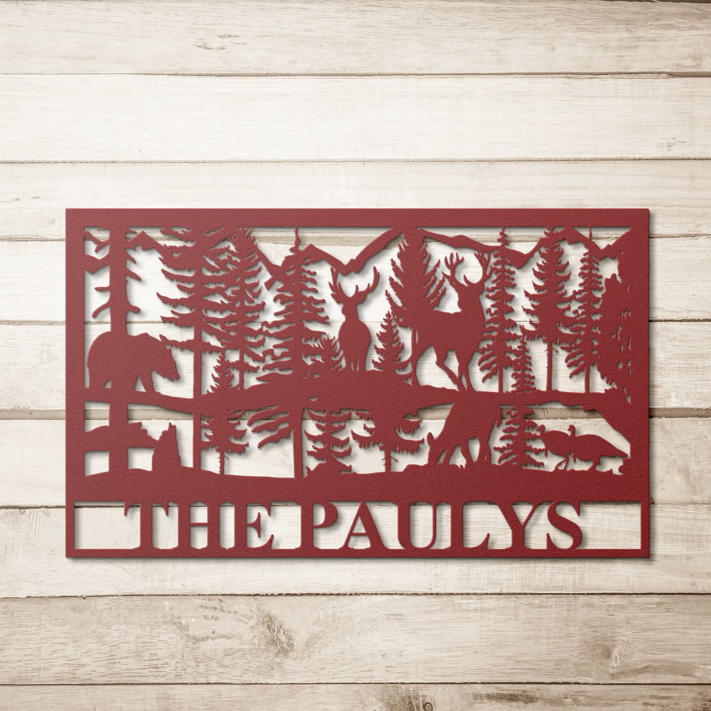 Personalized Nature Scene Metal Cabin Sign / Cabin Sign / Hunting Sign / Sign / Customized Family Name Sign / Custom Last Name Monogram