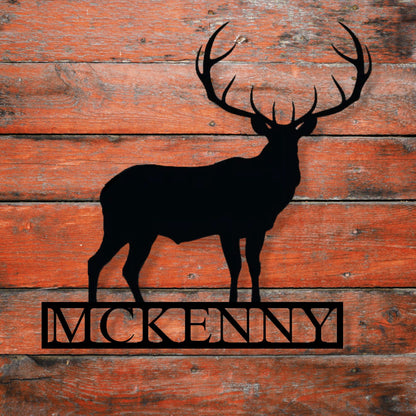 Personalized Elk Metal Cabin Sign | Outdoor Hunting | Elk Hunter Gift | Custom Family Name Sign | Last Name Elk Monogram Cabin Decor