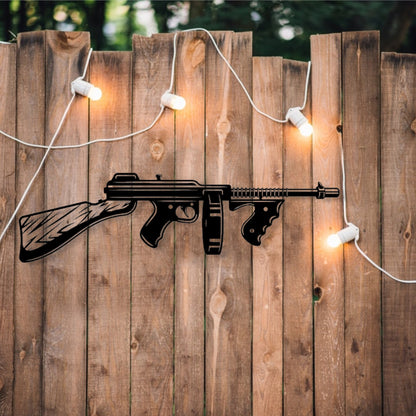 Tommy gun sign, gun sign, metal gun sign, metal signs, signs, home decor, decor, gift, metal gun art, metal gun, wall art, gun art, mancave