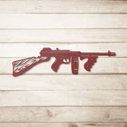 Tommy gun sign, gun sign, metal gun sign, metal signs, signs, home decor, decor, gift, metal gun art, metal gun, wall art, gun art, mancave