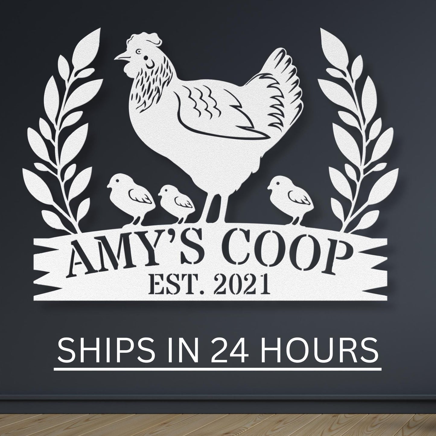 Custom Metal Chicken Coop Sign / Personalized Farmhouse Decor / Chicken Coop Nameplate / Outdoor Chicken Sign / Rustic Metal Chicken Decor